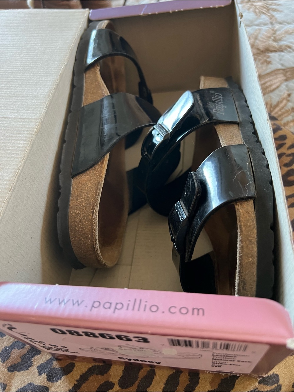 Birkenstock Sydney Papillio Black Patent Leather  Women’s Sandal Narrow 38 7